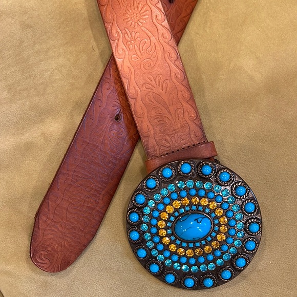 olga santini Accessories - Olga Santini leather belt with rhinestone metal